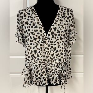 Express Animal Print Wrap Top